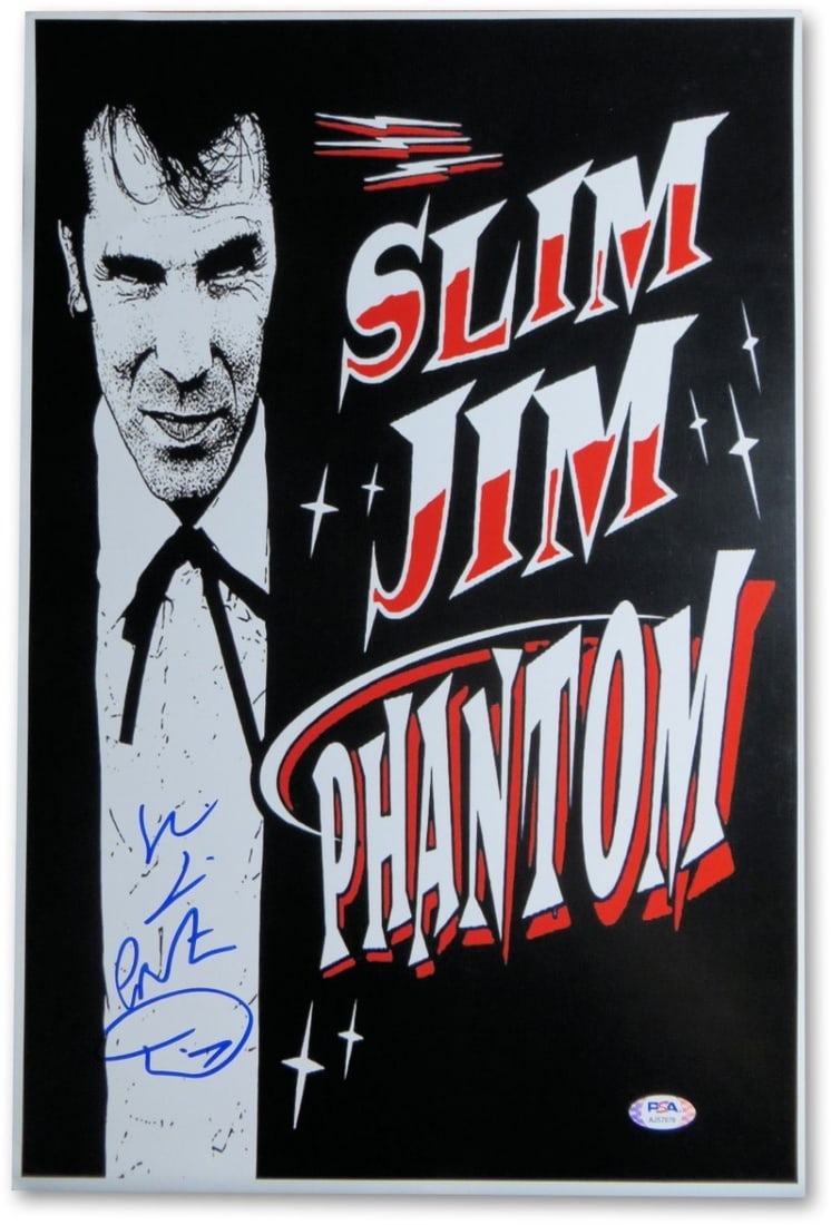 Slim Jim Phantom Signed 12x18 Photo Stray Cats PSA/DNA Authenticated: Slim Jim Phantom Signed 12x18 Photo Stray Cats PSA/DNA Authenticated Capture a piece of music history with this Slim Jim Phantom autographed 12x18 photograph. This original photo showcases the Stray C