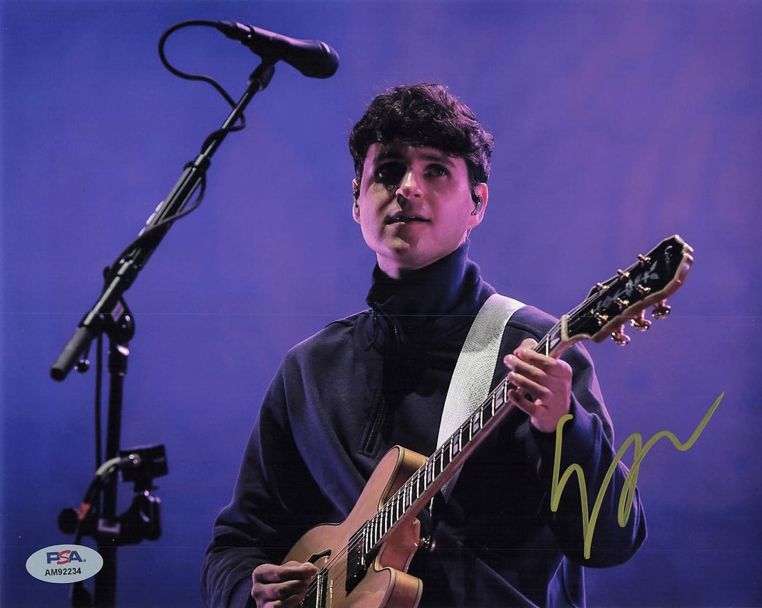 Ezra Koenig Autographed 8x10 Photo PSA/DNA Certified: Ezra Koenig Autographed 8x10 Photo PSA/DNA Certified This is a professionally printed 8x10 photograph autographed by Ezra Koenig. The signature has been authenticated by PSA/DNA, ensuring the authenti
