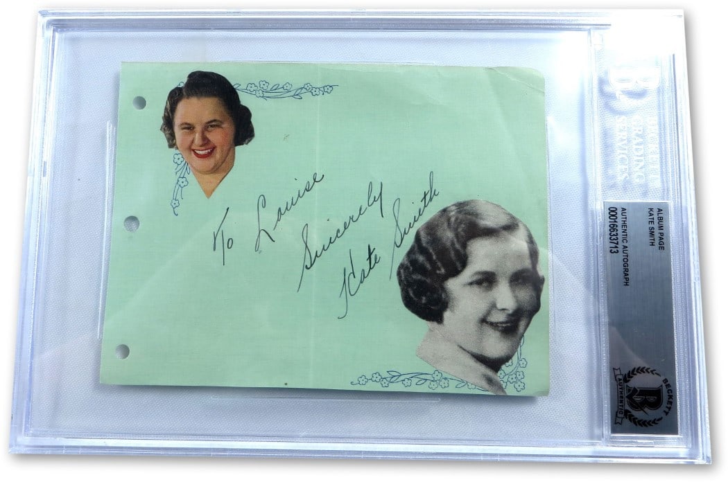 Kate Smith Autographed Album Page Cut Beckett Authenticated 6 x 9 (1 of 3)
