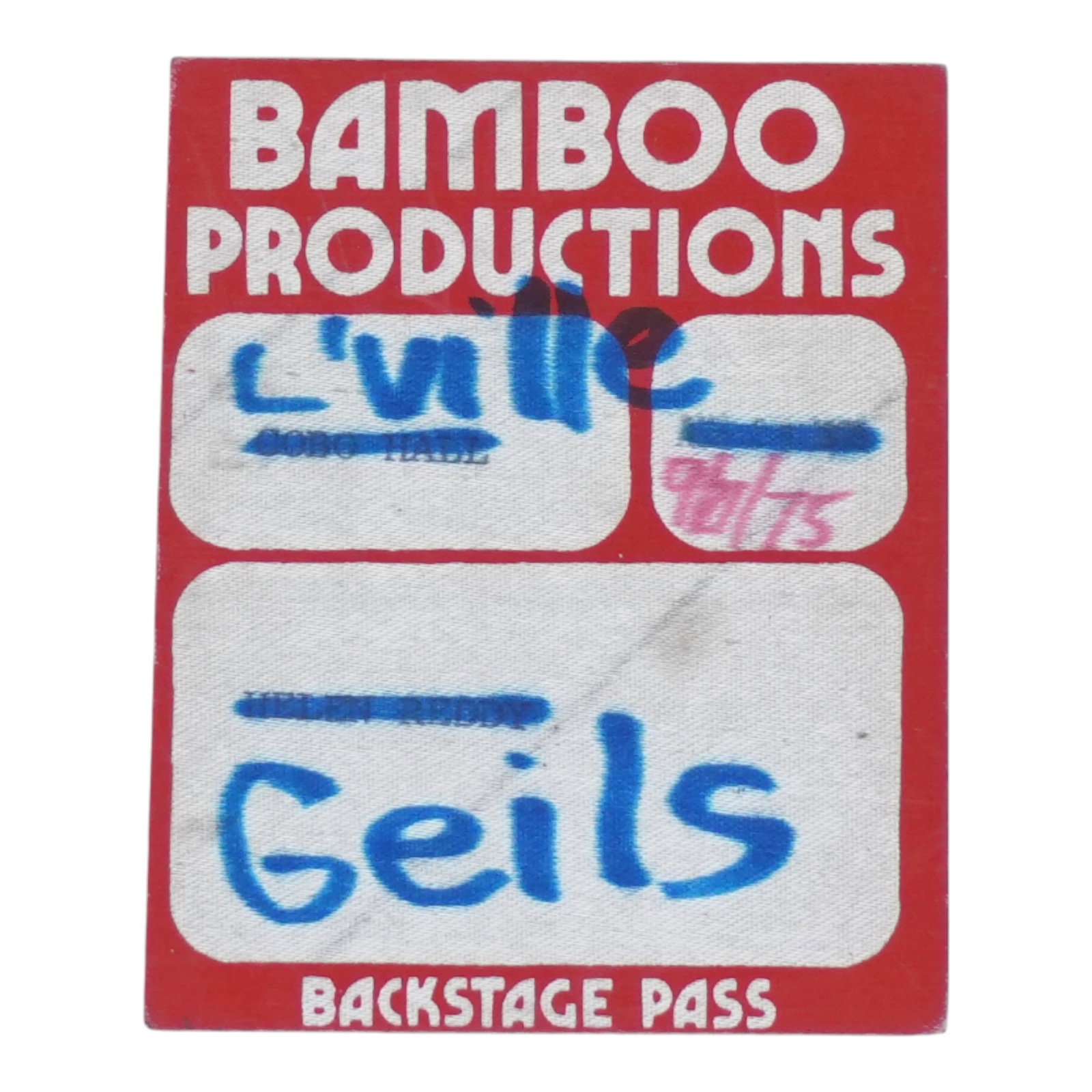 Vintage 1975 J Geils Band Concert Backstage Pass (1 of 2)