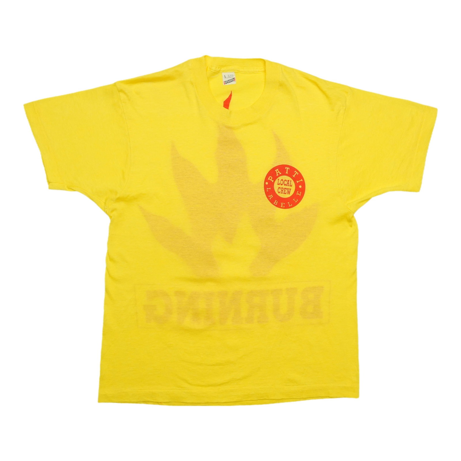 Vintage 1991 Patti LaBelle Tour Crew Graphic T-Shirt Yellow Poly Cotton Large: Vintage 1991 Patti LaBelle Tour Crew Graphic T-Shirt Yellow Poly Cotton Large This original vintage 1991 Patti LaBelle Local Crew Tour shirt features both front and back graphics, representing an auth