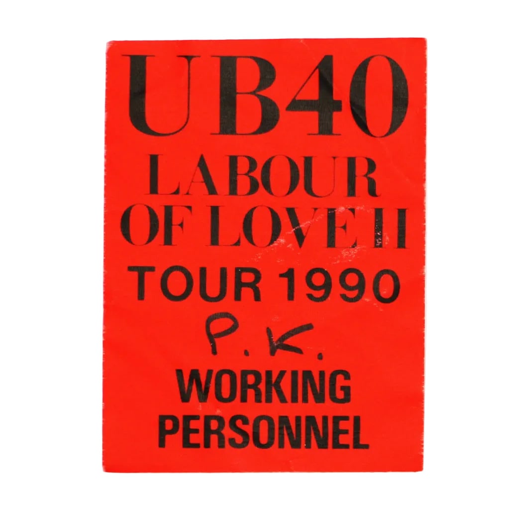 UB40 Labour of Love II 1990 Tour Vintage Working Crew Pass: UB40 Labour of Love II 1990 Tour Vintage Working Crew Pass This is an authentic 1990 UB40 Labour Of Love II Tour working personnel pass. The pass is a genuine vintage item, not a modern reproduction, 
