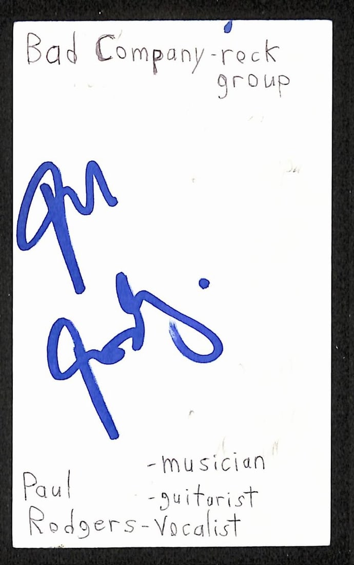 Paul Rodgers signed 3x5 index card JSA (1 of 2)