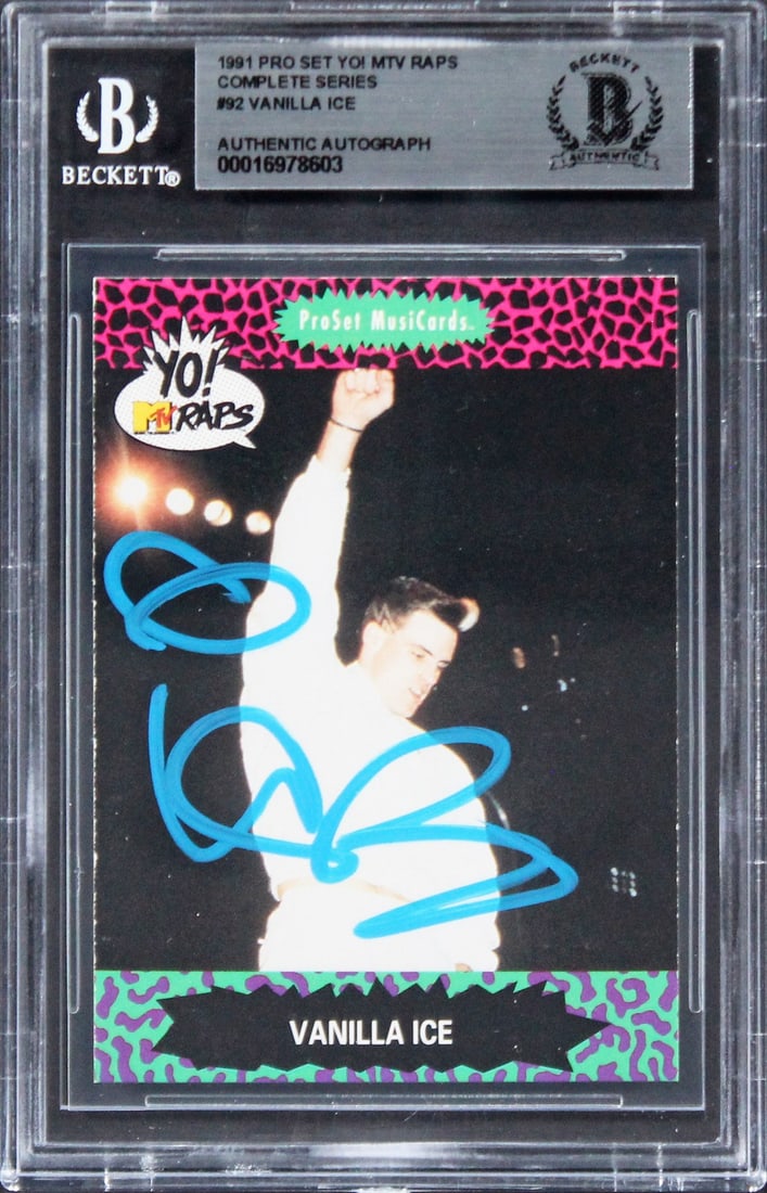 Vanilla Ice Autographed 1991 Pro Set Yo! MTV Raps Card BAS Authenticated (1 of 2)