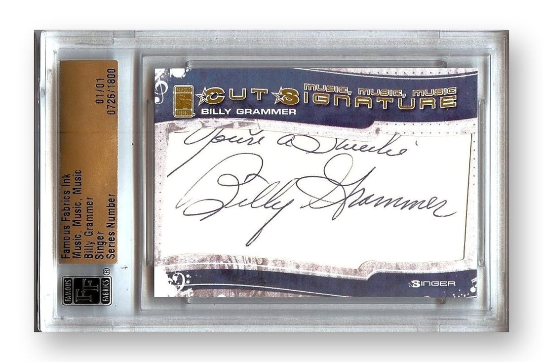 Billy Grammer 1/1 Autographed Cut Signature Authenticated by Famous Fabrics (1 of 2)