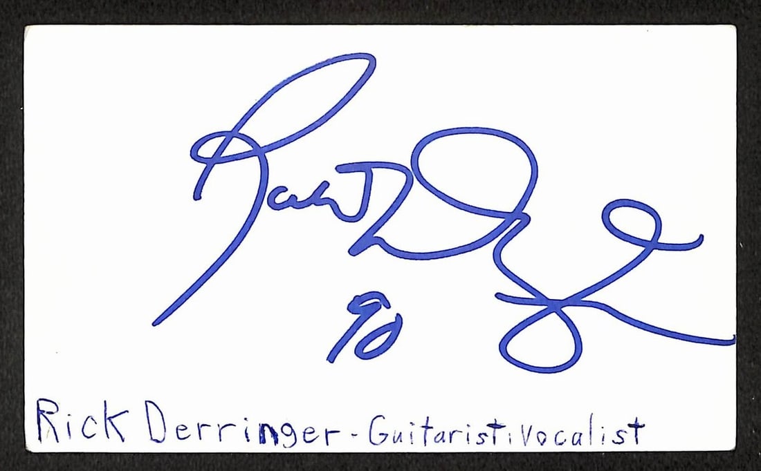 Rick Derringer signed 3x5 index card JSA (1 of 2)