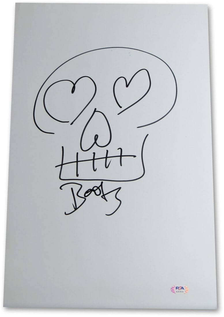 Jesse Hughes Autographed 12x18 Sketch Drawing Eagles of Death Metal PSA: Jesse Hughes Autographed 12x18 Sketch Drawing Eagles of Death Metal PSA This is an original 12X18 sketch drawing autographed by Jesse Hughes, known for his work with the Eagles of Death Metal. The aut