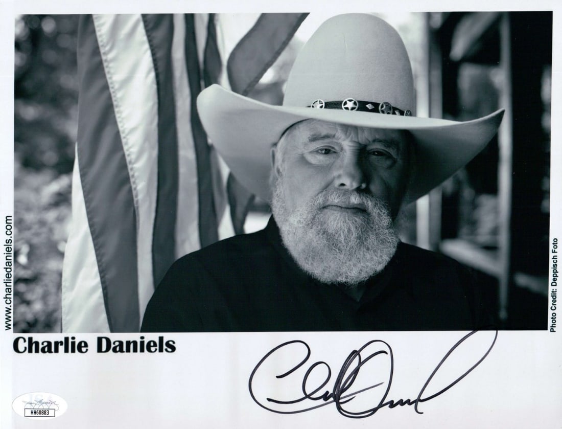 8x10 Black and White Charlie Daniels Signed Photo Authenticated by JSA (1 of 2)