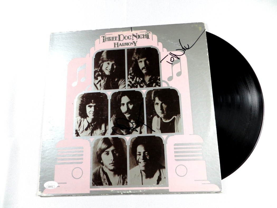 Chuck Negron Signed Album Cover Three Dog Night JSA Certified: Chuck Negron Signed Album Cover Three Dog Night JSA Certified This is an original record album cover signed by Chuck Negron of the iconic band Three Dog Night. The autograph comes with authentication 