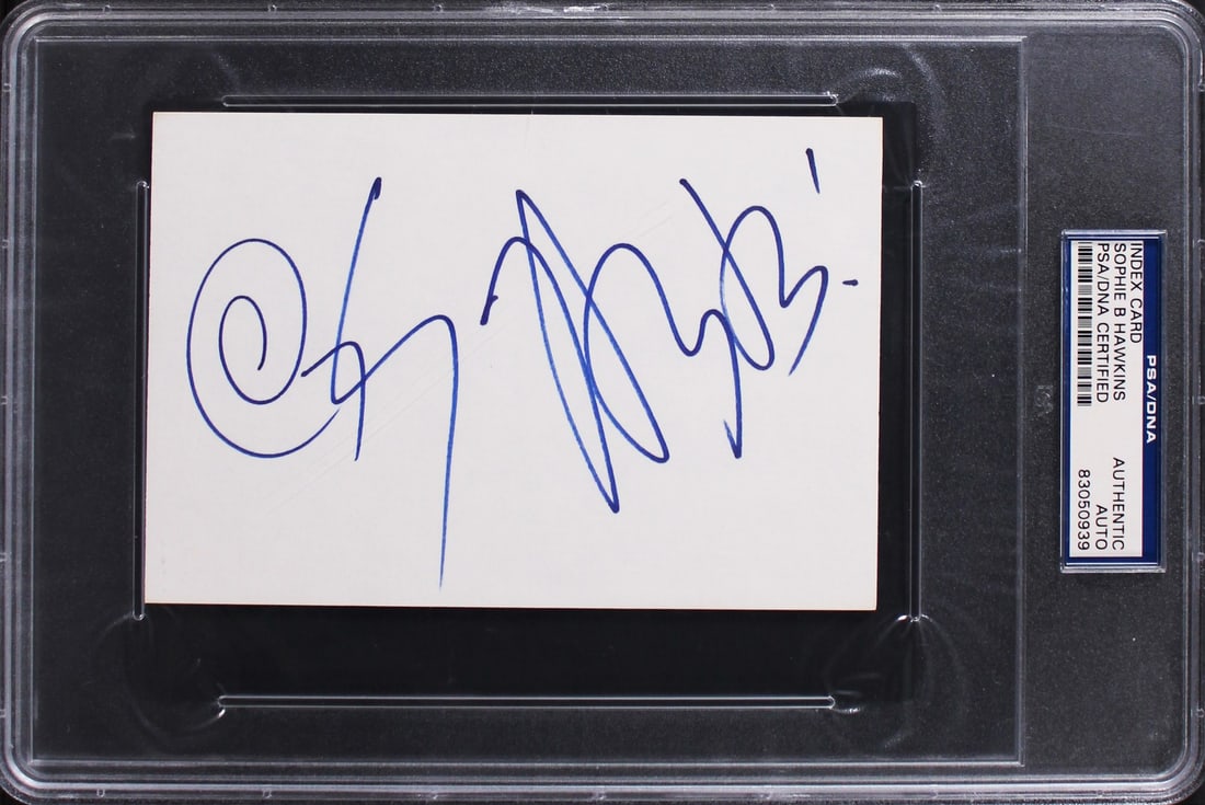 Sophie B Hawkins Signed 4x6 Index Card PSA/DNA Authentic Tongues and Tails: Sophie B Hawkins Signed 4x6 Index Card PSA/DNA Authentic Tongues and Tails This authentic 4x6 index card has been personally signed by Sophie B Hawkins, known for her work with Tongues and Tails. The 