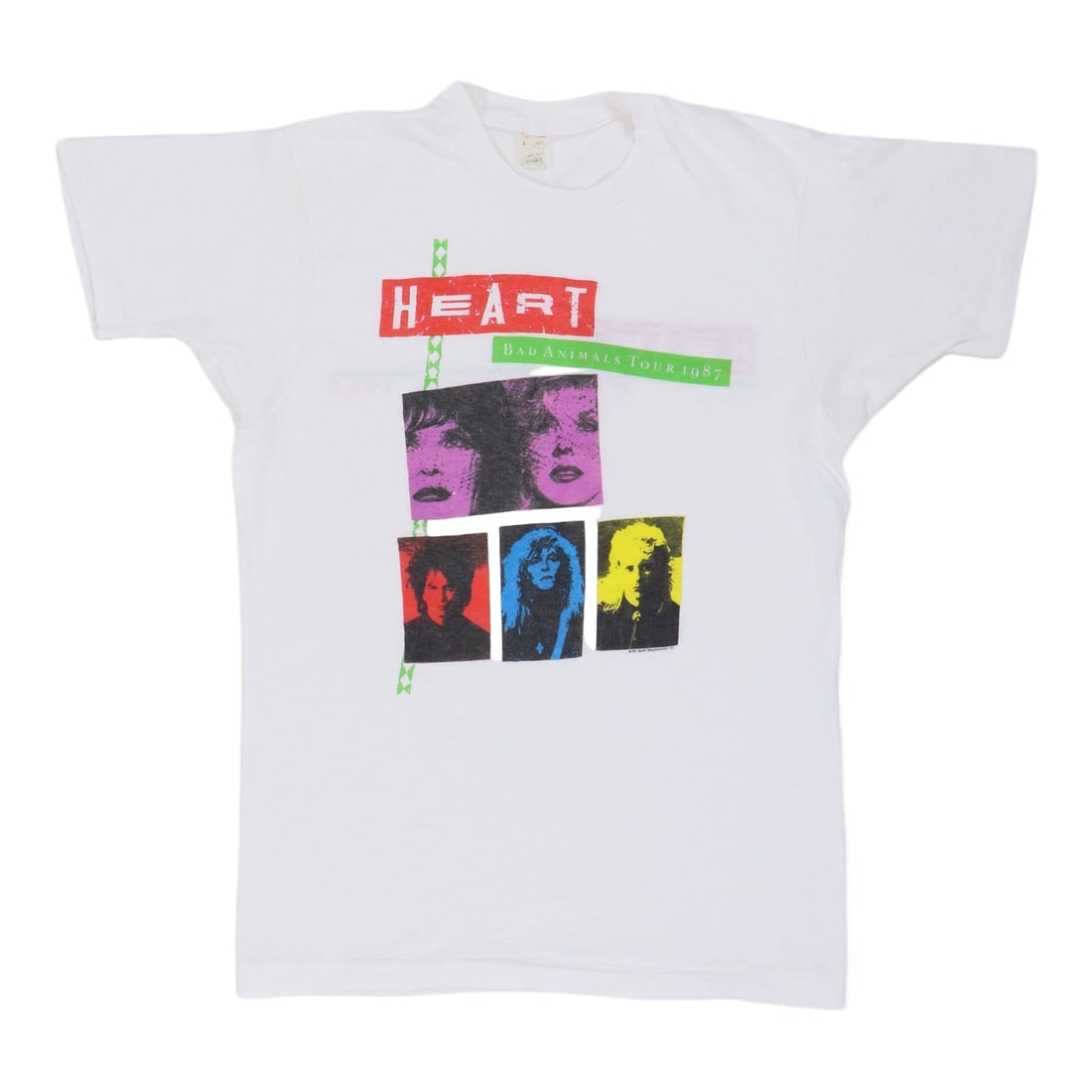 Vintage 1987 Heart Bad Animals Concert Tour T-Shirt White Cotton Size Large (1 of 6)