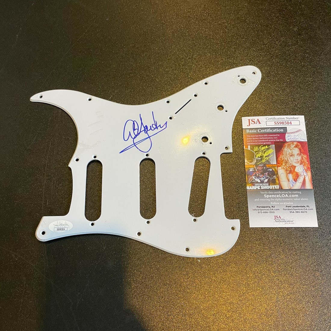 Al Jardine Signed Guitar Pickguard with JSA COA The Beach Boys: Al Jardine Signed Guitar Pickguard with JSA COA The Beach Boys This is an original signed autographed guitar pickguard by Al Jardine of The Beach Boys, authenticated by James Spence Authentication (JS