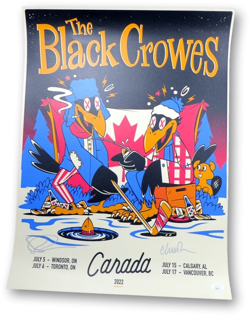 Chris Rich Robinson Dual Signed 18X24 The Black Crowes Poster JSA: Chris Rich Robinson Dual Signed 18X24 The Black Crowes Poster JSA This original 18X24 poster features dual autographs from Chris and Rich Robinson of The Black Crowes. The poster is perfect for framin