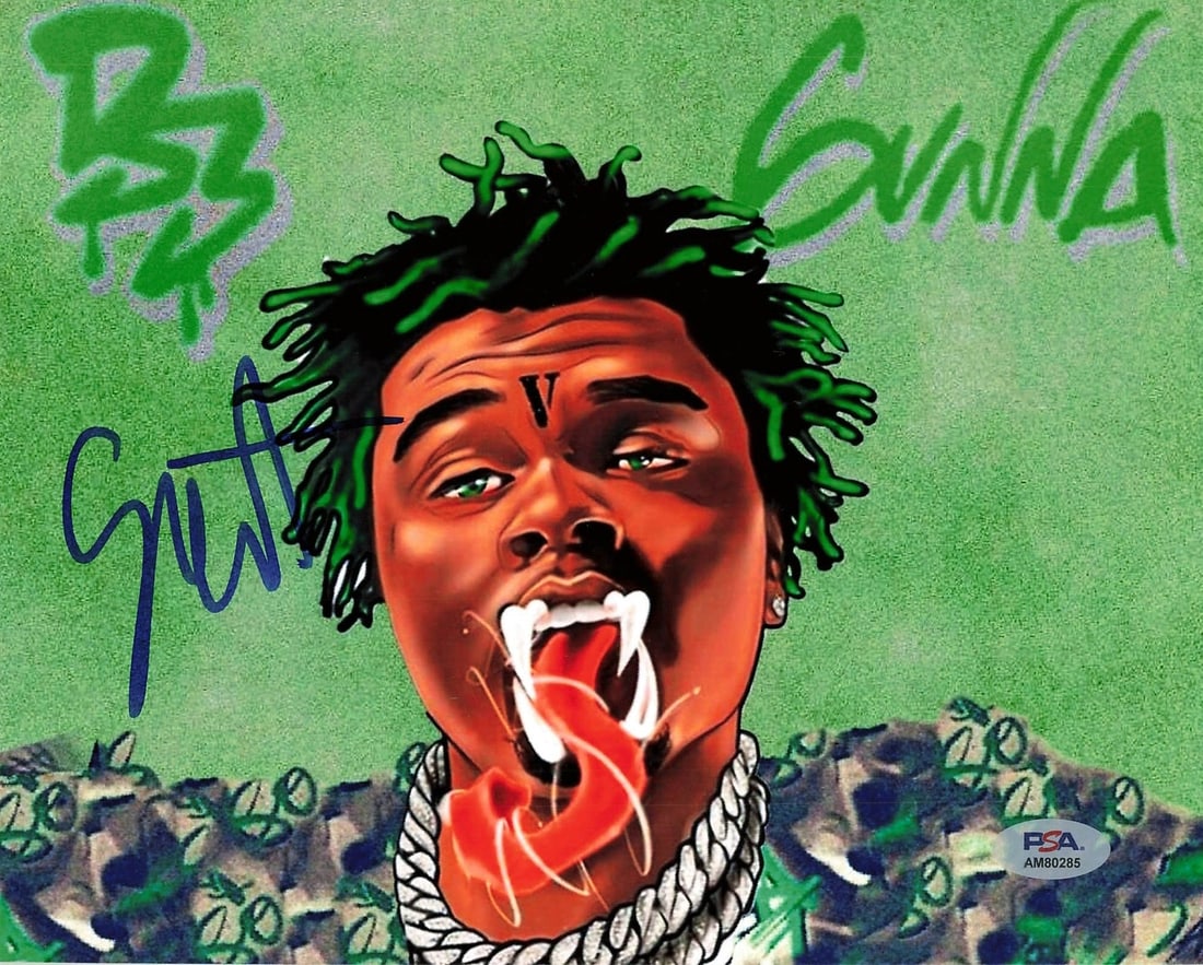 Gunna Autographed 8X10 Photo PSA/DNA Certified Original: Gunna Autographed 8X10 Photo PSA/DNA Certified Original This is a professionally printed 8X10 photograph featuring the signature of rapper Gunna. The autograph has been authenticated by PSA/DNA, ensur