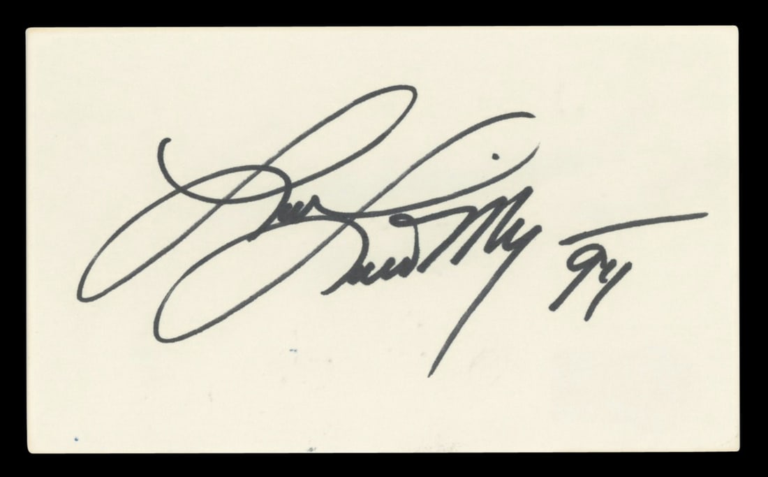 Lorrie Morgan 94 Signed 3x5 Index Card Beckett Authenticated: Lorrie Morgan 94 Signed 3x5 Index Card Beckett Authenticated This authentic signed 3x5 index card features the personal signature of country music star Lorrie Morgan, along with the inscription "94." 