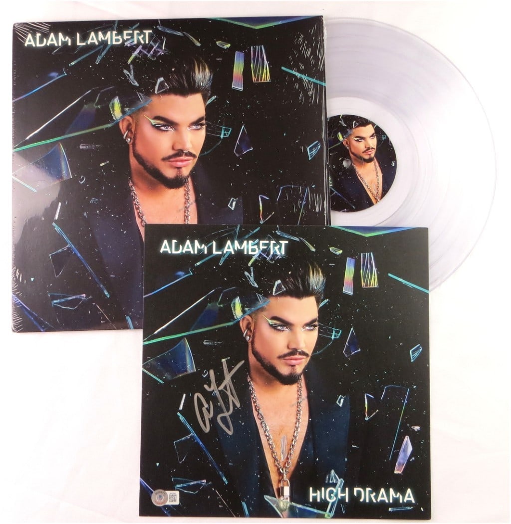 Beckett Authenticated Adam Lambert Signed High Drama Album Insert with Vinyl (1 of 2)