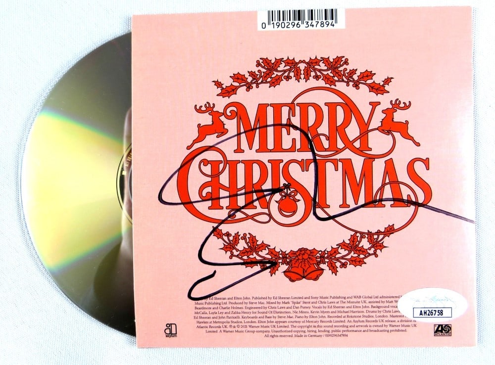 Ed Sheeran Signed CD Cover Merry Christmas Elton John JSA Authenticated (1 of 3)