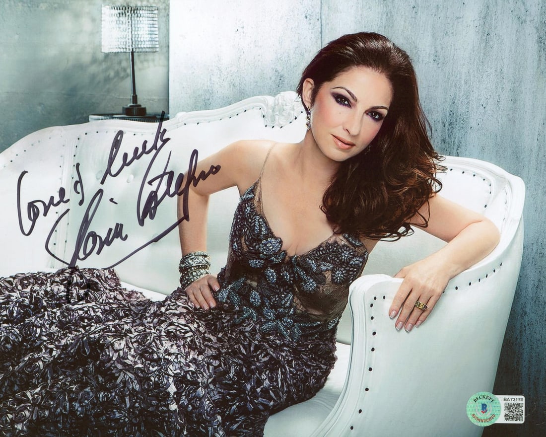 Gloria Estefan Miami Sound Machine Signed 8x10 Photo Love & Luck BAS COA: Gloria Estefan Miami Sound Machine Signed 8x10 Photo Love & Luck BAS COA This is an authentic 8x10 photograph personally signed by Gloria Estefan of the Miami Sound Machine, featuring the inscription 