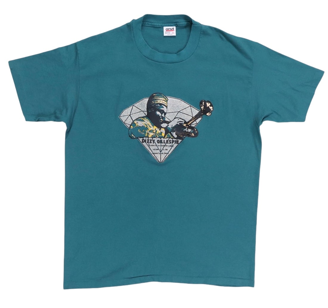 Vintage 1992 Diamond Jubilee Dizzy Gillespie Green Cotton Shirt Extra Large (1 of 6)