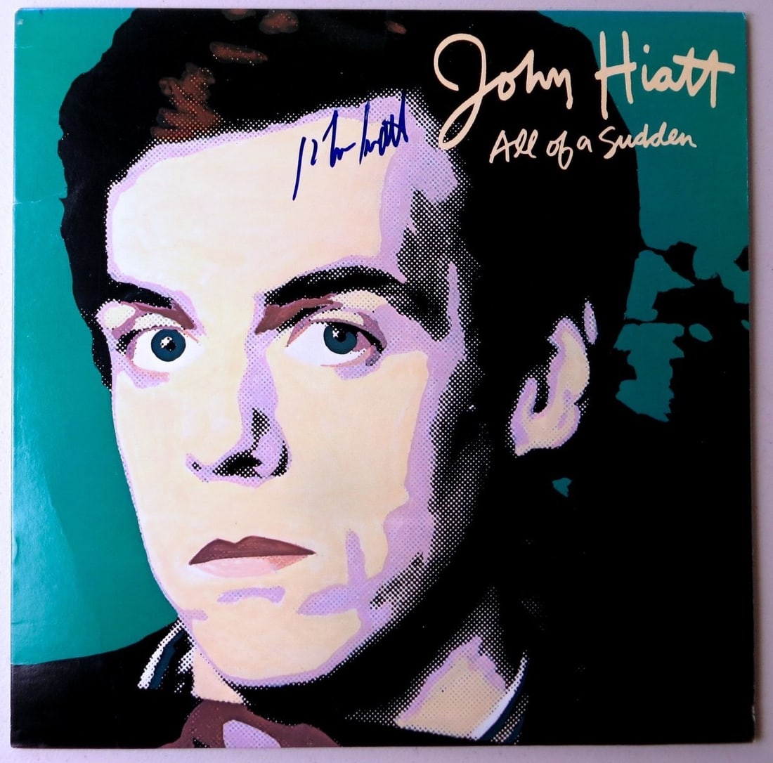 John Hiatt Autographed Album Cover All of a Sudden JSA Certified: John Hiatt Autographed Album Cover All of a Sudden JSA Certified This is an original signed album cover of John Hiatt's "All of a Sudden." The autograph has been authenticated by James Spence Authenti