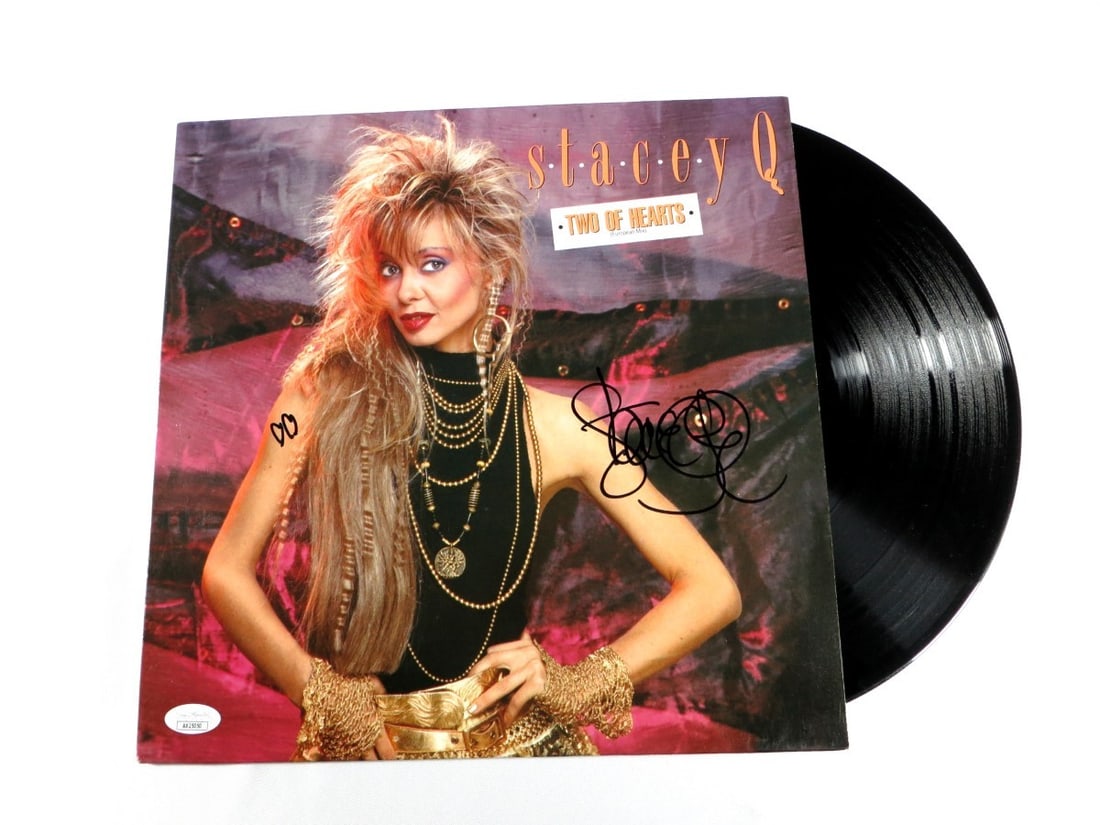 Stacey Q Signed Autographed Album Cover Two of Hearts JSA Authentic: Stacey Q Signed Autographed Album Cover Two of Hearts JSA Authentic This is an original record album cover signed by Stacey Q, featuring her hit song "Two of Hearts". The autograph has been authentica
