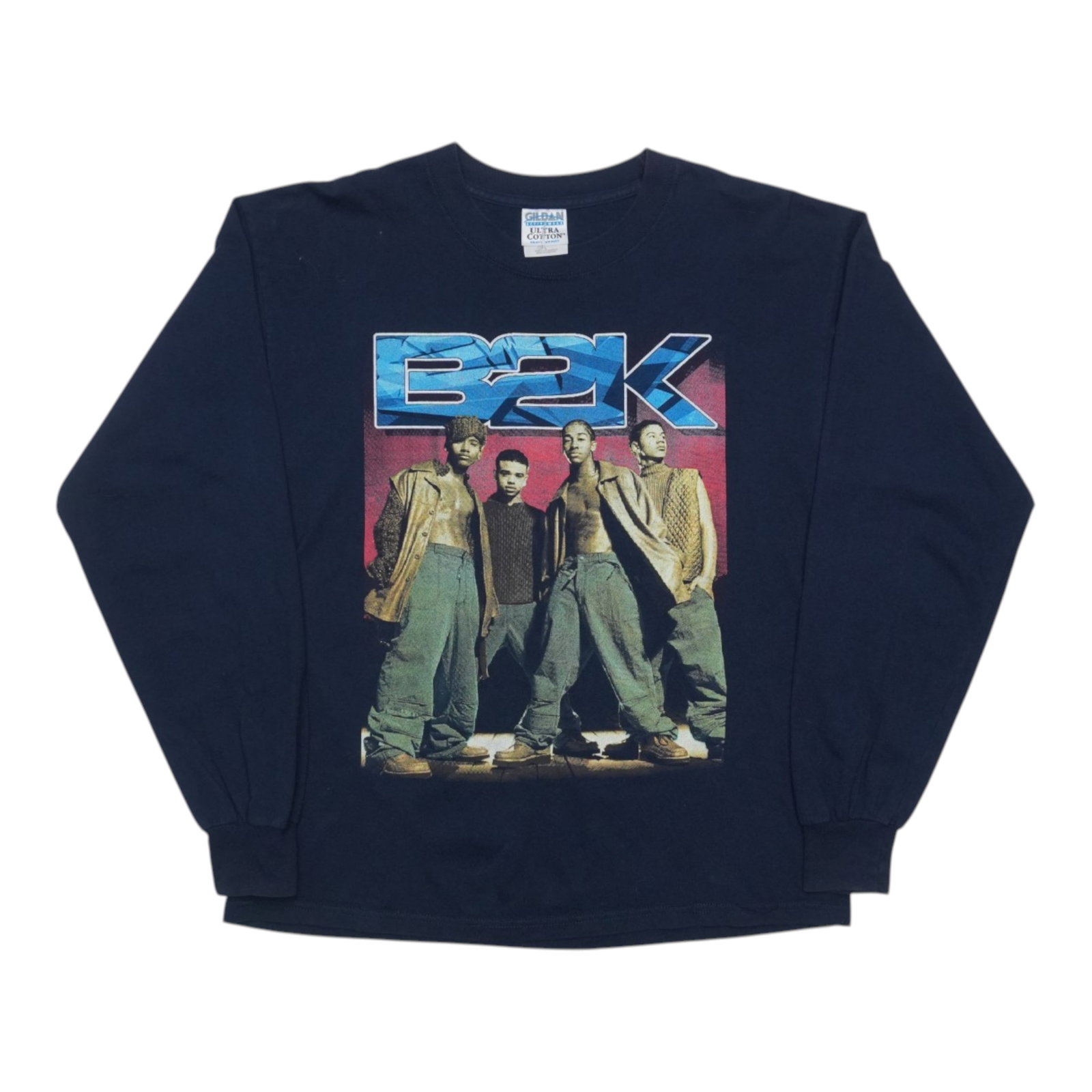 Vintage B2K Uh Huh Black Cotton Long Sleeve Graphic Shirt 2000s: Vintage B2K Uh Huh Black Cotton Long Sleeve Graphic Shirt 2000s This original vintage B2K "Uh Huh" long sleeve shirt from the 2000s features both front and back graphics. Made from 100% cotton in