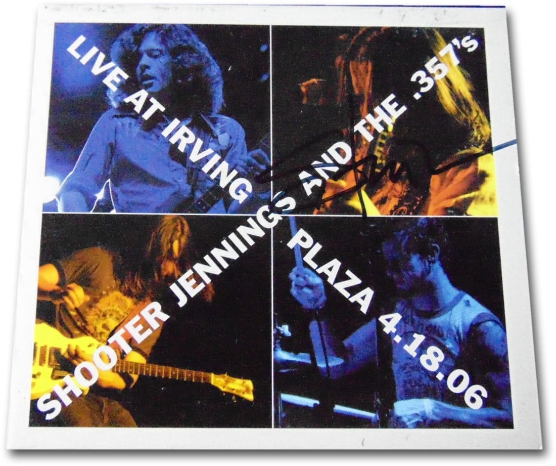 Shooter Jennings Autographed CD Cover The .357s Live JSA Certified: Shooter Jennings Autographed CD Cover The .357s Live JSA Certified This is an original autographed CD cover of Shooter Jennings from The .357s Live at Irving Plaza. The item includes the CD, although 
