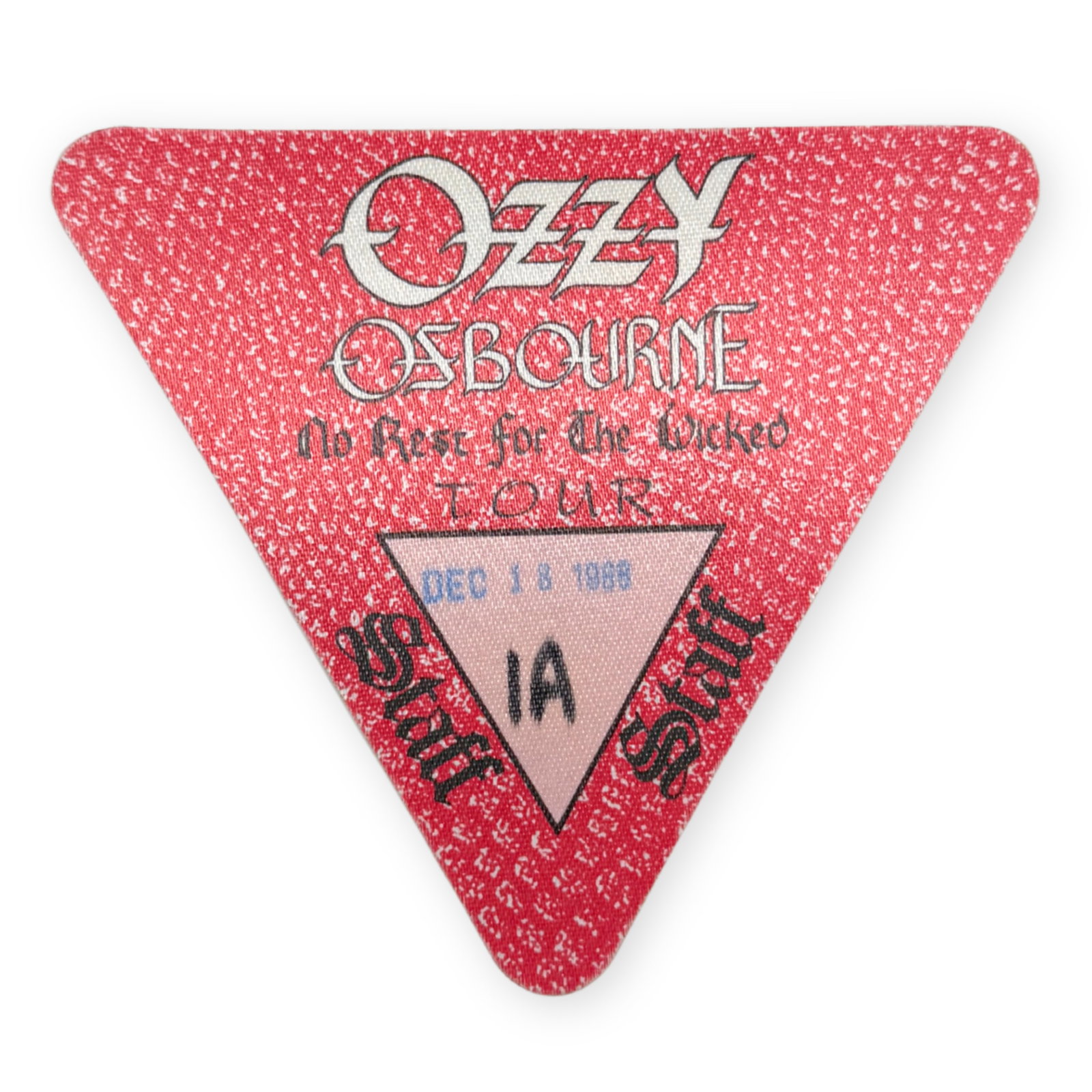Vintage 1988 No Rest For The Wicked Ozzy Osbourne Concert Backstage Pass: Vintage 1988 No Rest For The Wicked Ozzy Osbourne Concert Backstage Pass This is an original vintage 1988 Ozzy Osbourne No Rest For The Wicked backstage pass. It is an authentic pass from the era and 