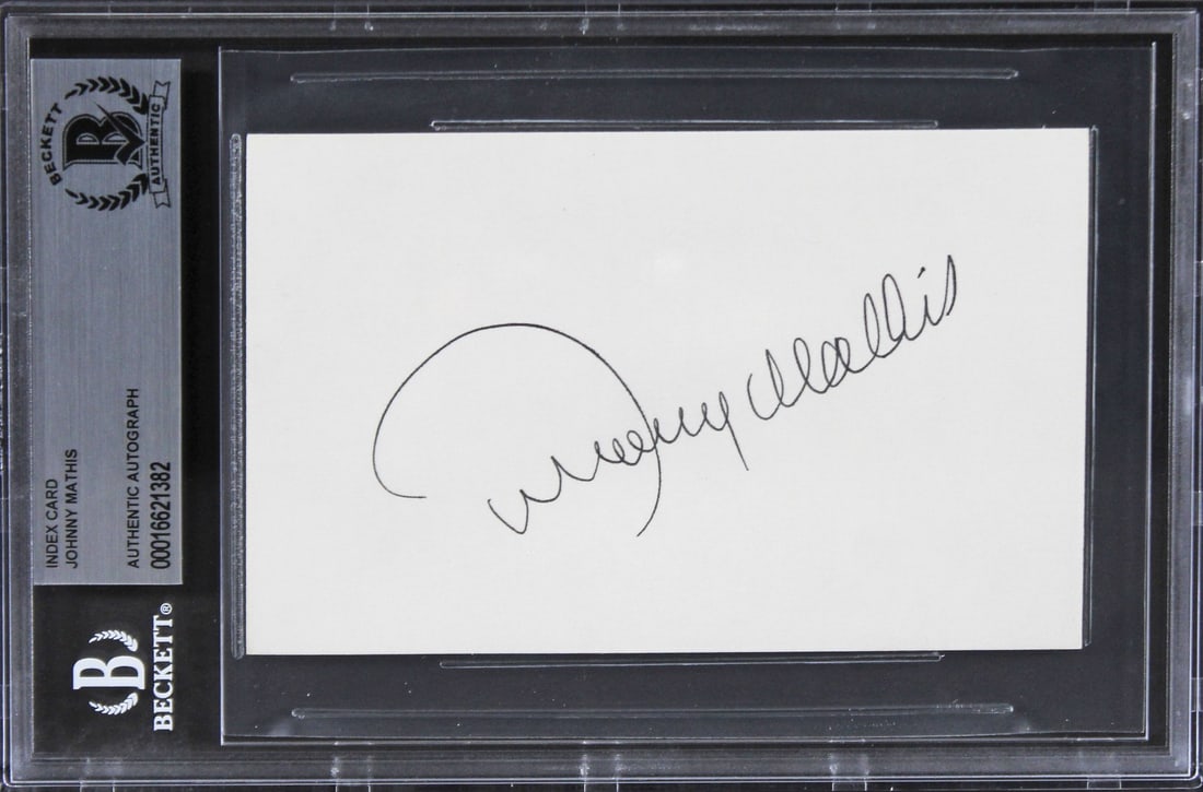 Johnny Mathis Signed 3x5 Index Card Certified by Beckett (1 of 2)