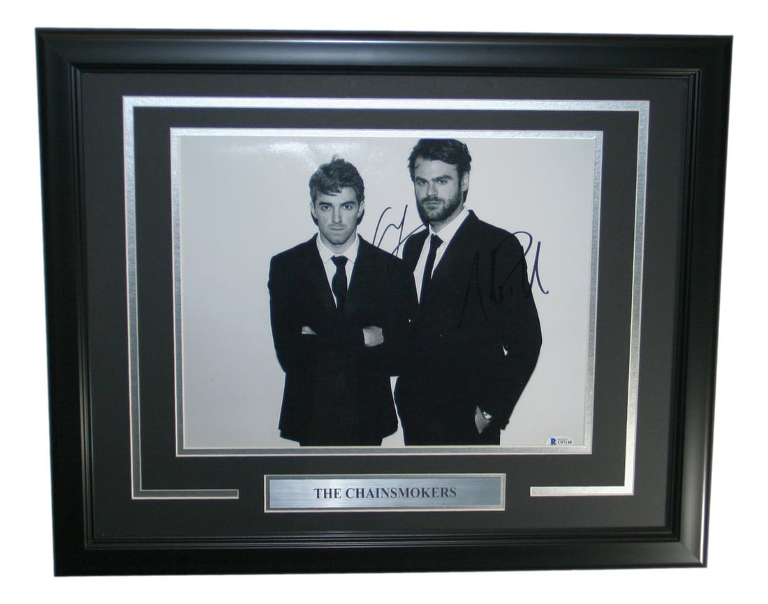Framed 8x14 Signed Photo The Chainsmokers Alex Pall Drew Taggart Beckett Authenticated (1 of 3)
