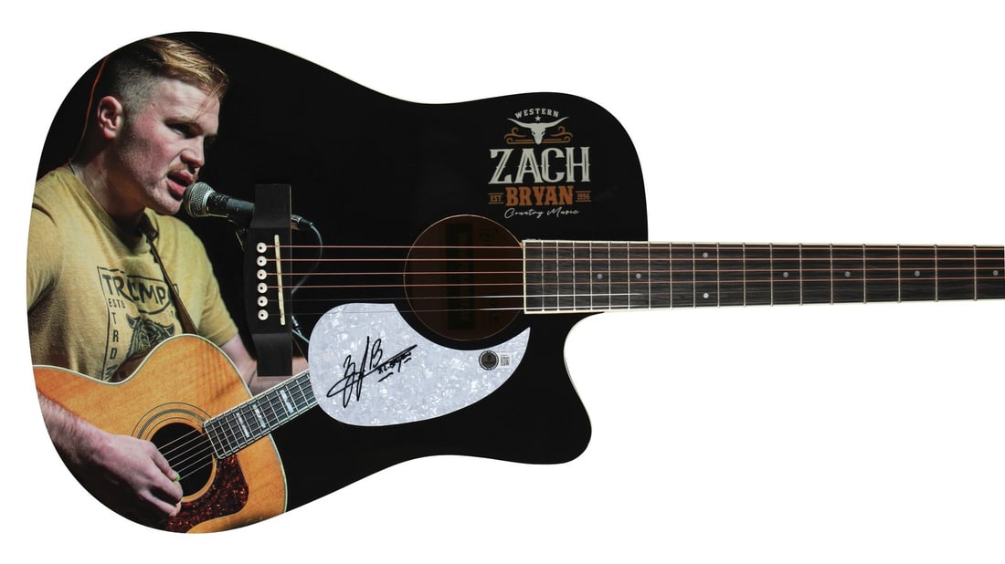Custom Acoustic Guitar Signed by Zach Bryan with Beckett Authentication (1 of 7)
