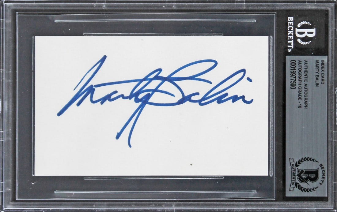 Beckett slabbed Marty Balin signed Jefferson Airplane 3x5 index card (1 of 5)