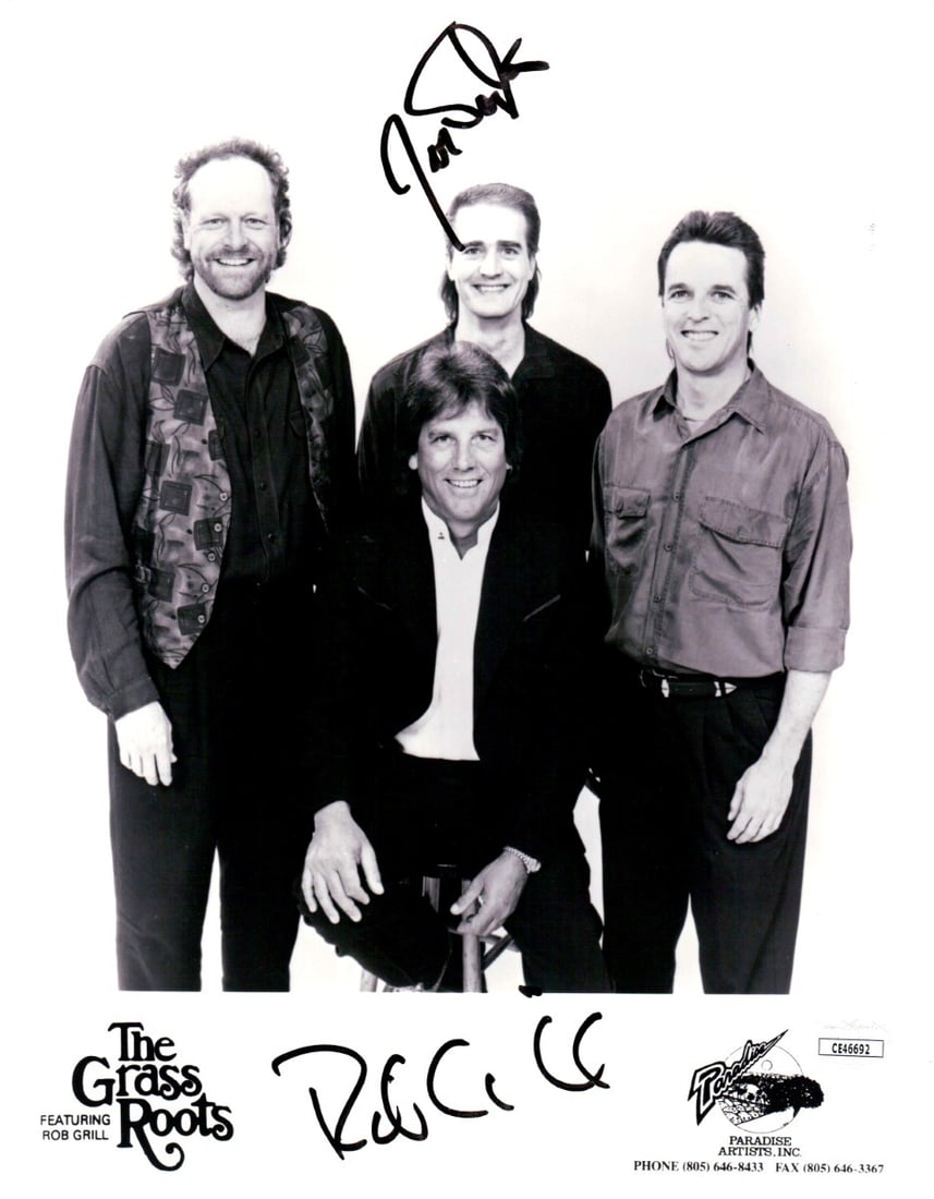 Rob Grill Joe Dougherty Dual Signed 8X10 Photo The Grass Roots JSA Authenticated: Rob Grill Joe Dougherty Dual Signed 8X10 Photo The Grass Roots JSA Authenticated This is a dual autographed 8x10 photograph featuring Rob Grill and Joe Dougherty, members of the iconic band The Grass 