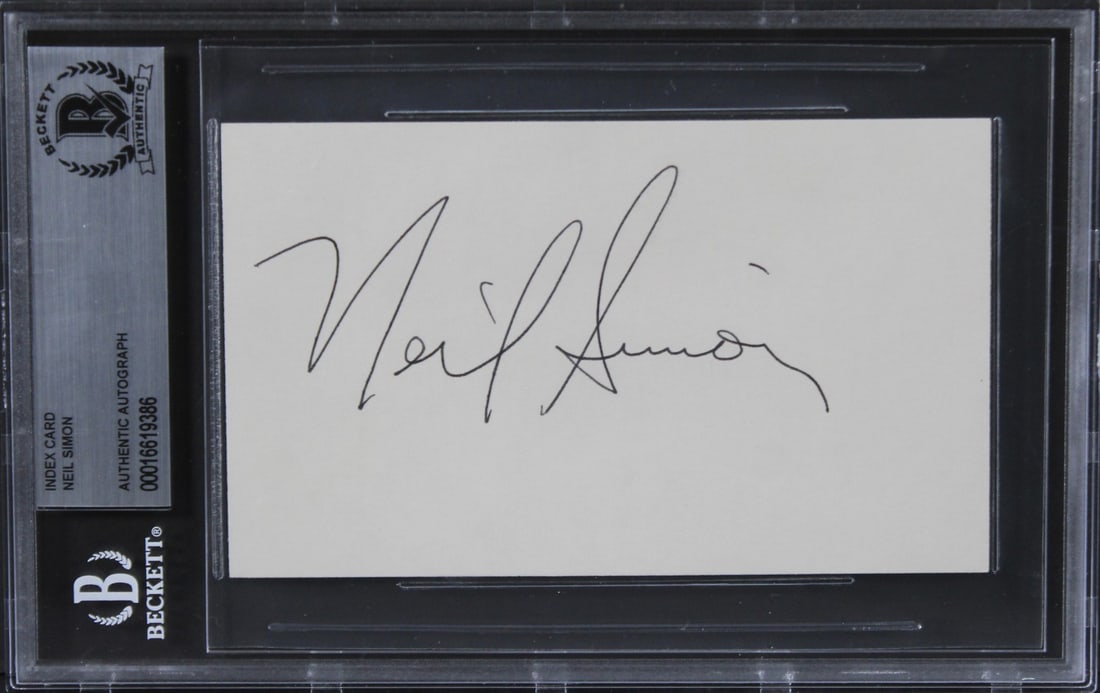 Neil Simon Signed 3x5 Index Card Beckett Authenticated The Odd Couple (1 of 2)