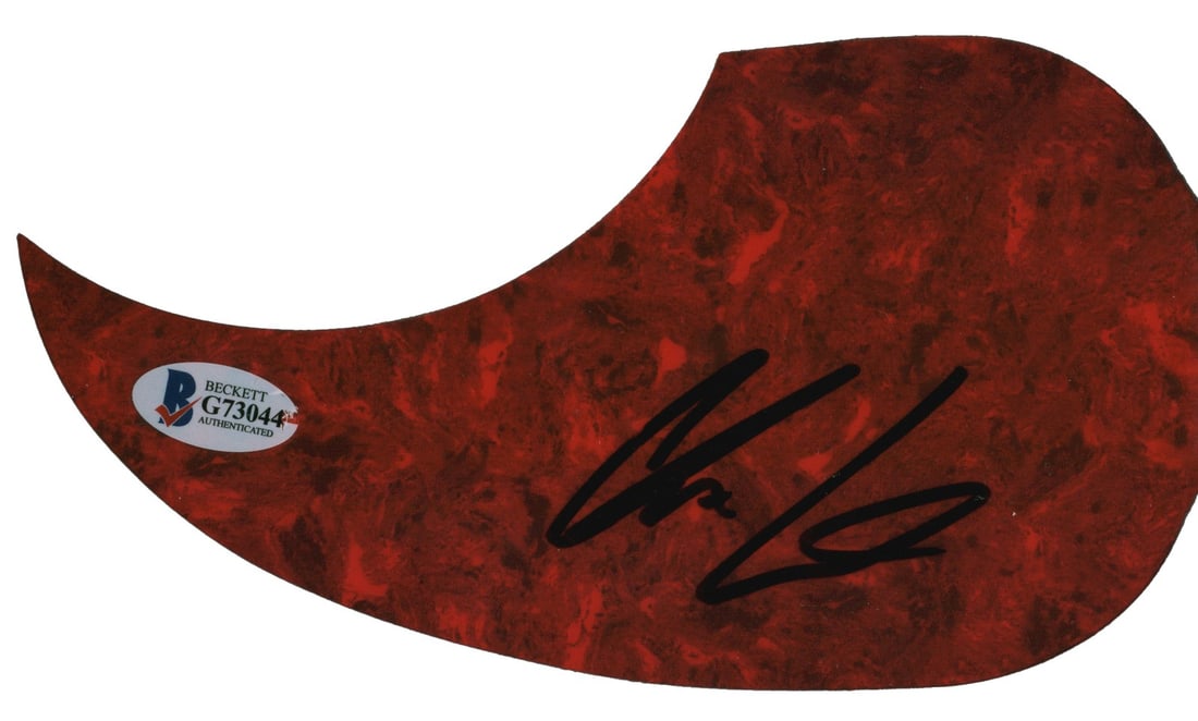 Chris Lane Signed Red Acoustic Guitar Pick Guard Beckett Authenticated: Chris Lane Signed Red Acoustic Guitar Pick Guard Beckett Authenticated This is an authentic autographed red acoustic guitar pick guard personally signed by musician Chris Lane. The item comes with a C