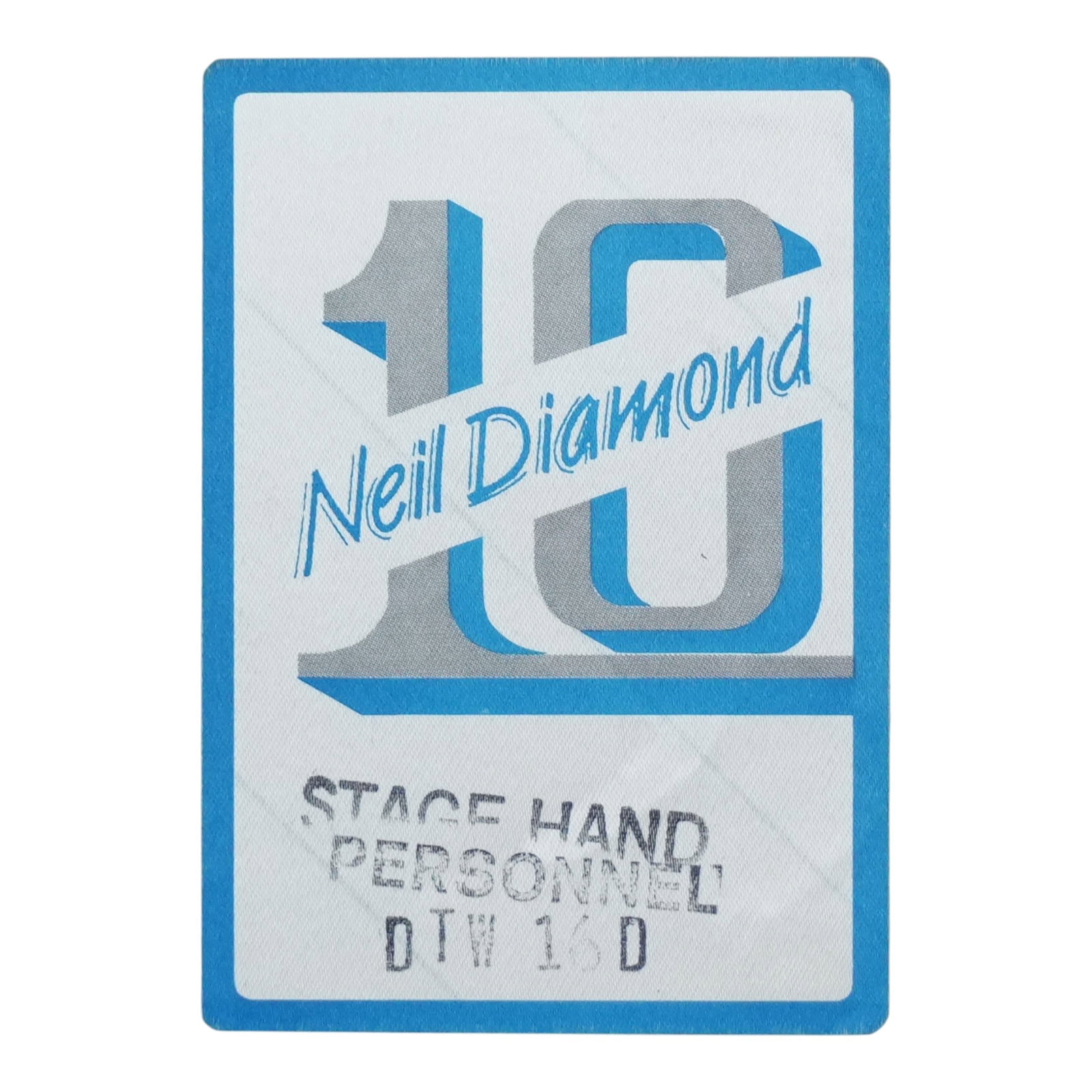 1980s Neil Diamond 10 Tour Backstage Pass Stage Hand Personnel: 1980s Neil Diamond 10 Tour Backstage Pass Stage Hand Personnel This is an original vintage backstage pass from Neil Diamond's "10" Tour in the 1980s. Designed for stage hand personnel, this authentic 