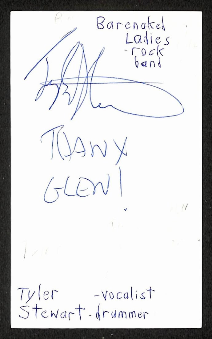 Tyler Stewart signed 3x5 index card JSA Barenaked Ladies (1 of 2)