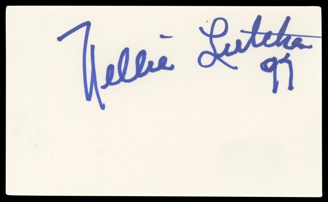 Nellie Lutcher Signed 3x5 Index Card Authentic Beckett BAS #BL98904: Nellie Lutcher Signed 3x5 Index Card Authentic Beckett BAS #BL98904 This is an authentic autographed 3x5 index card personally signed by the talented musician Nellie Lutcher. The signature is verified