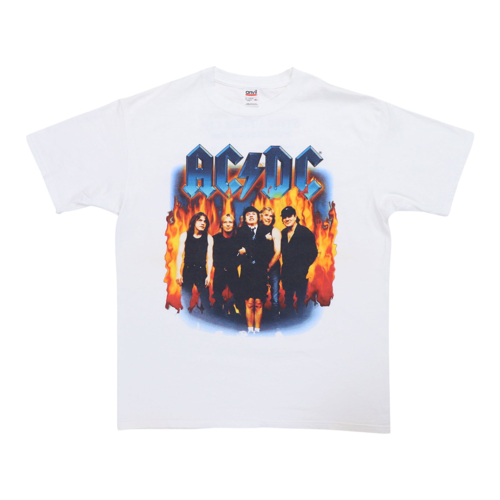 Vintage 2000 Stiff Upper Lip Tour Tee Featuring ACDC White Cotton XL: Vintage 2000 Stiff Upper Lip Tour Tee Featuring ACDC White Cotton XL This is an original vintage 2000 AC/DC Stiff Upper Lip Tour shirt featuring front and back graphics. Made from 100% cotton, the