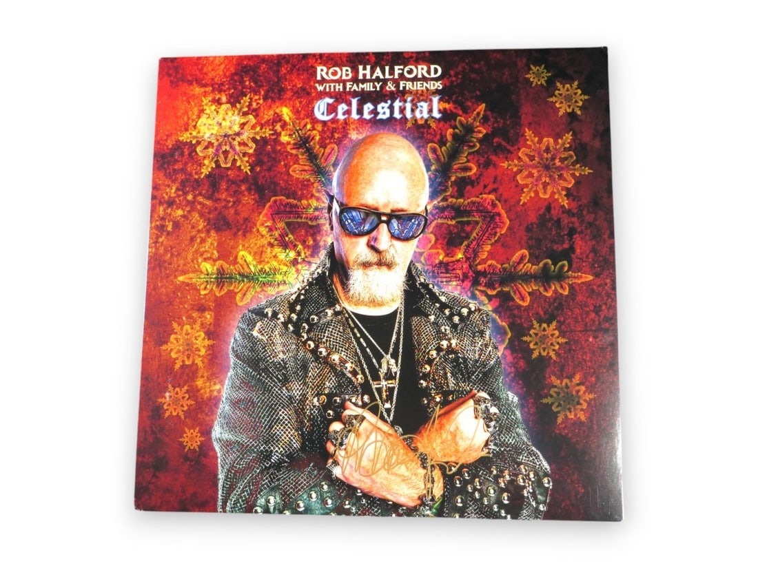 Rob Halford Signed Album Cover Judas Priest Beckett Authenticated: Rob Halford Signed Album Cover Judas Priest Beckett Authenticated This is an original record album cover autographed by Rob Halford, the iconic lead singer of Judas Priest. The item features an authen