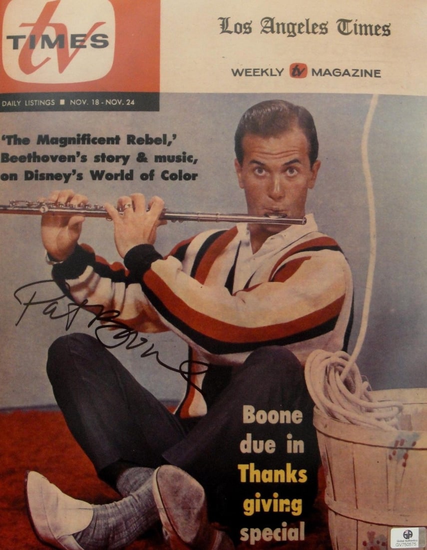 Pat Boone Signed 11x14 Photo JSA Authenticated Country Star: Pat Boone Signed 11x14 Photo JSA Authenticated Country Star This is an original 11x14 photo of Pat Boone, a renowned country star, authentically signed by the artist himself. The autograph comes with 