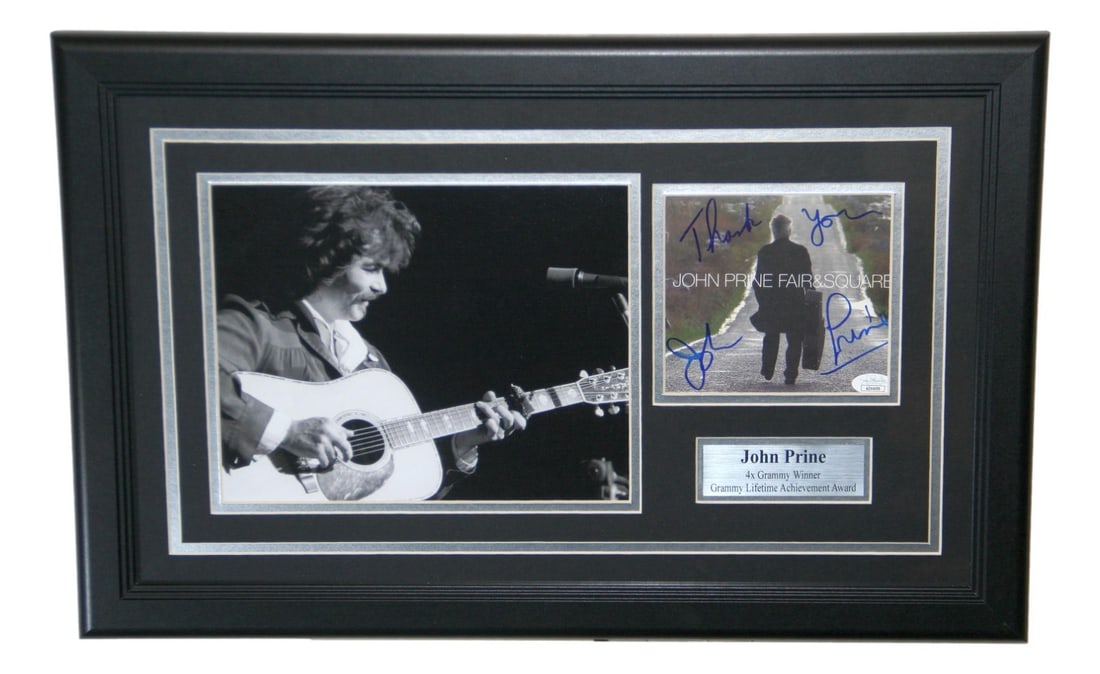 Framed John Prine Signed CD Cover with Photograph JSA Authenticated (1 of 3)