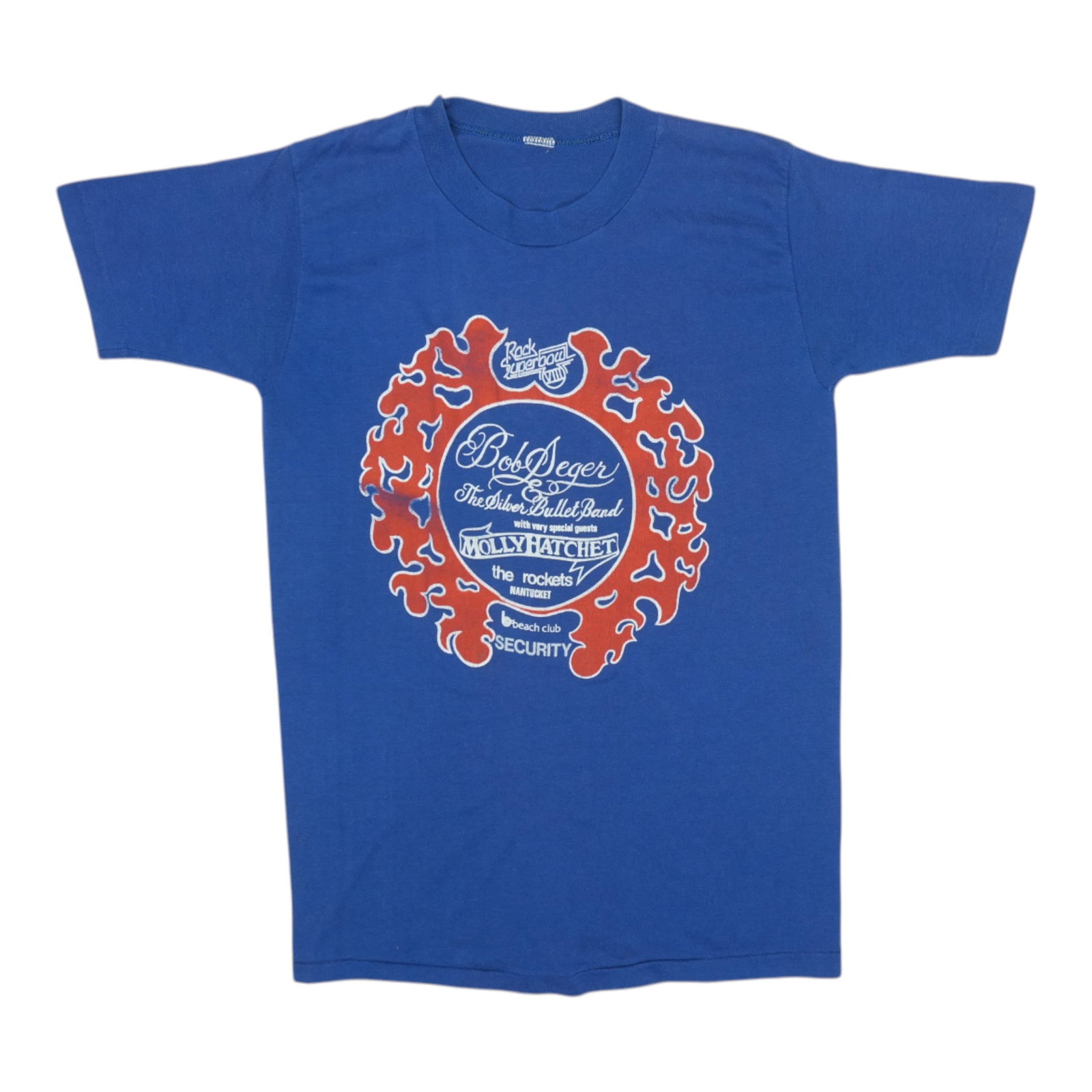 Vintage 1980 Tangerine Bowl Bob Seger Concert Blue Poly Cotton Shirt: Vintage 1980 Tangerine Bowl Bob Seger Concert Blue Poly Cotton Shirt This is an original vintage 1980 Bob Seger Tangerine Bowl concert shirt featuring graphics on both the front and back. The shirt is