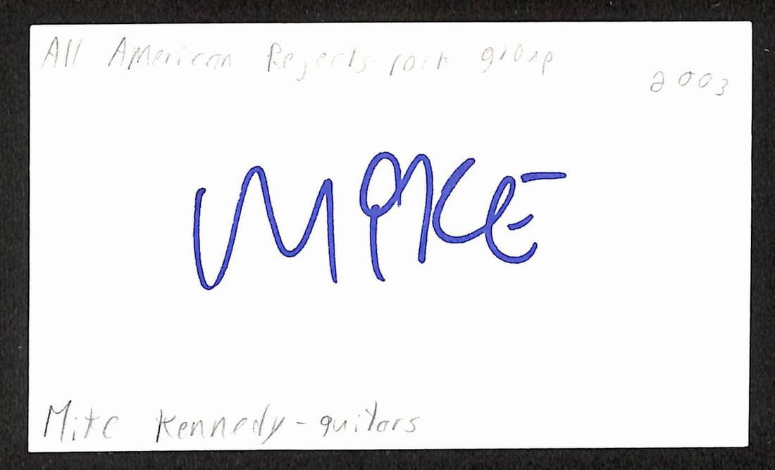 Signed Mike Kennedy 3x5 Index Card JSA BA209493 (1 of 2)