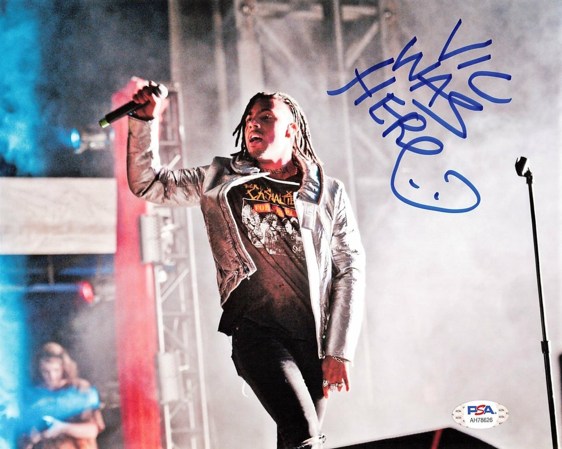 Vic Mensa Autographed 8x10 Photo PSA/DNA Certified Original: Vic Mensa Autographed 8x10 Photo PSA/DNA Certified Original This is a professionally printed 8x10 photograph autographed by rapper Vic Mensa. The signature has been authenticated by PSA/DNA, ensuring 