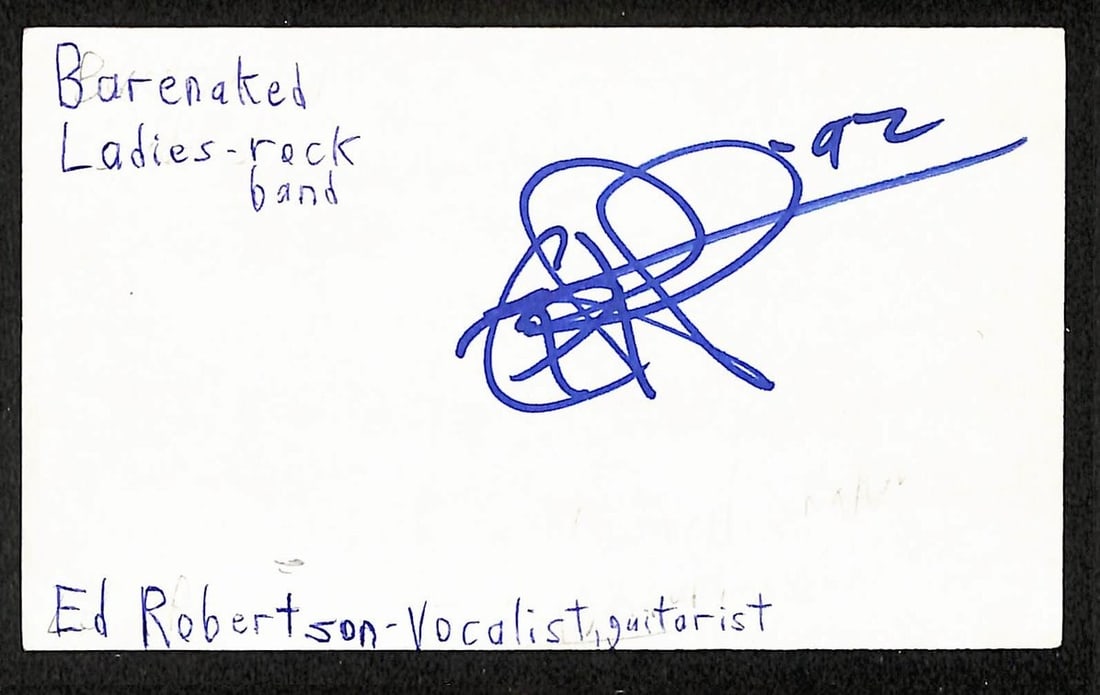 Signed Ed Robertson 3x5 Index Card JSA BA209555 (1 of 2)