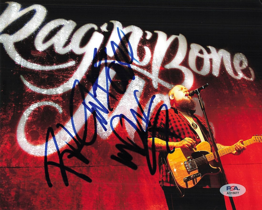 Rag'n'Bone Man Autographed 8x10 Photo PSA/DNA Certified Original: Rag'n'Bone Man Autographed 8x10 Photo PSA/DNA Certified Original This is a professionally printed 8x10 photograph signed by Rag'n'Bone Man. The autograph has been authenticated by PSA/DNA, ensuring it