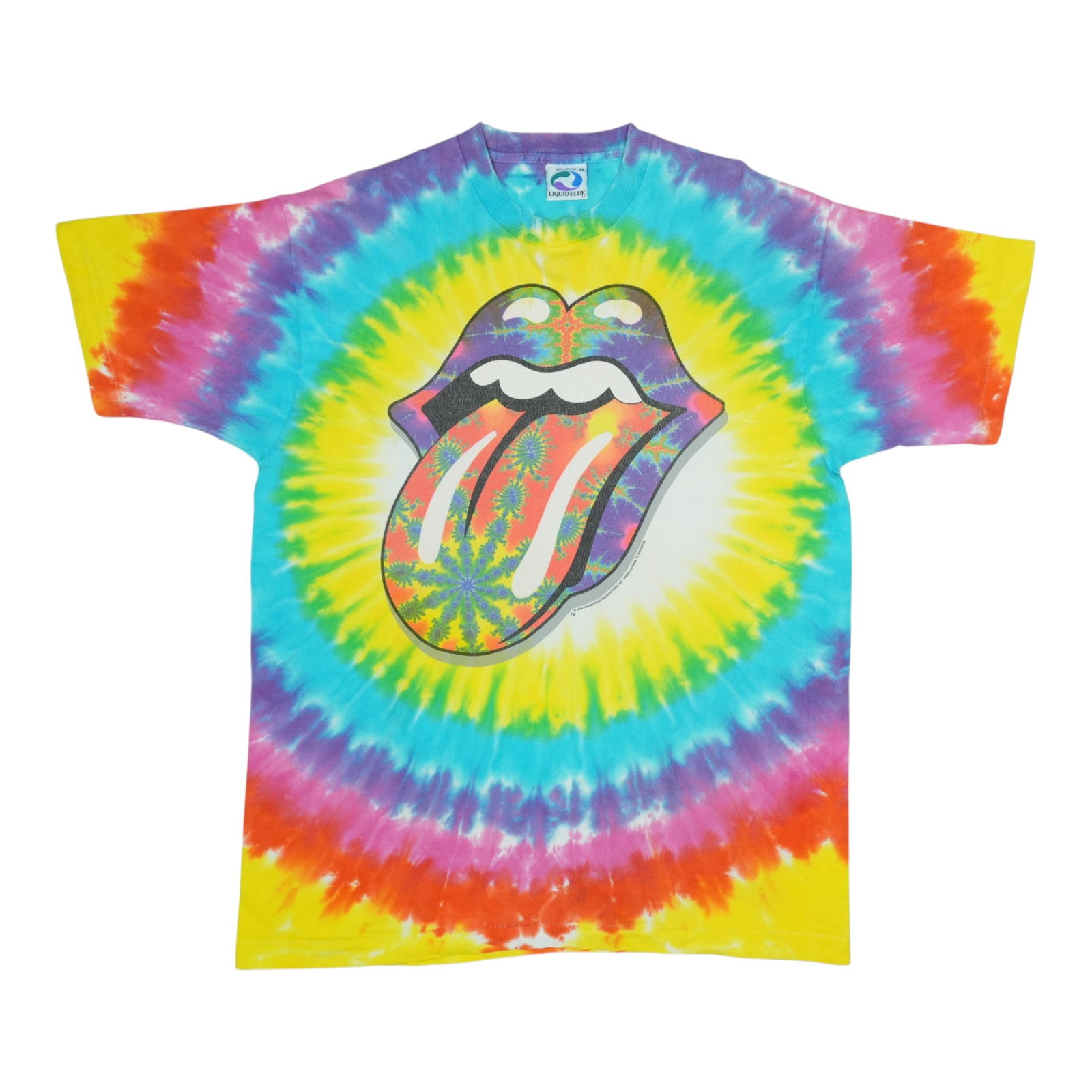 Vintage 1994 Liquid Blue Rolling Stones XL Tie Dye Cotton Shirt (1 of 6)
