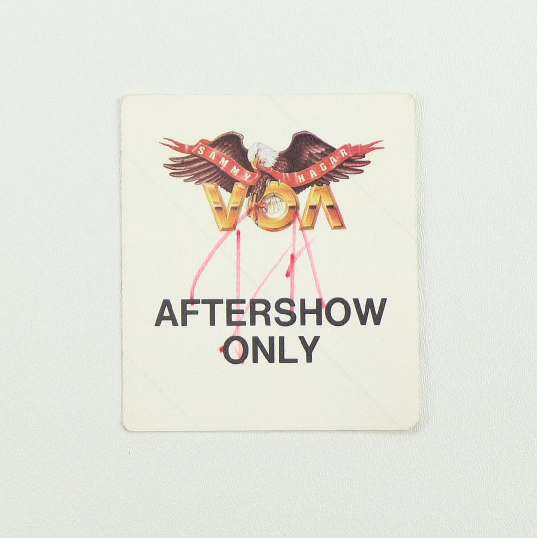 Vintage 1984 Sammy Hagar VOA Tour Aftershow Backstage Pass (1 of 2)