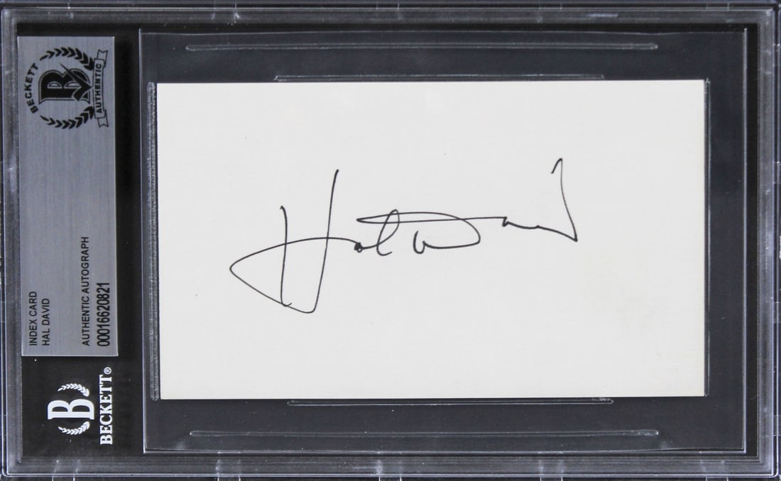 Beckett Slabbed Hal David Signed 3x5 Index Card (1 of 5)